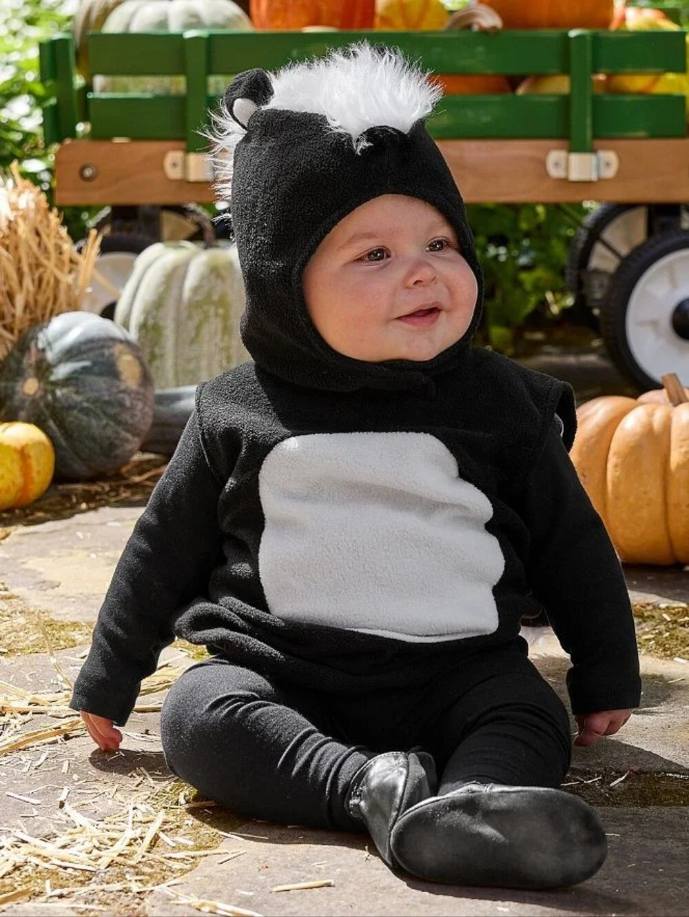 Pottery Barn Kids Baby Skunk Halloween Costume Set Black White Size 0-6 Months